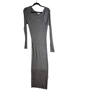 Splendid XL Gray Ribbed Knit Long Sleeve Maxi Dress Thumb Hole‎ Casual